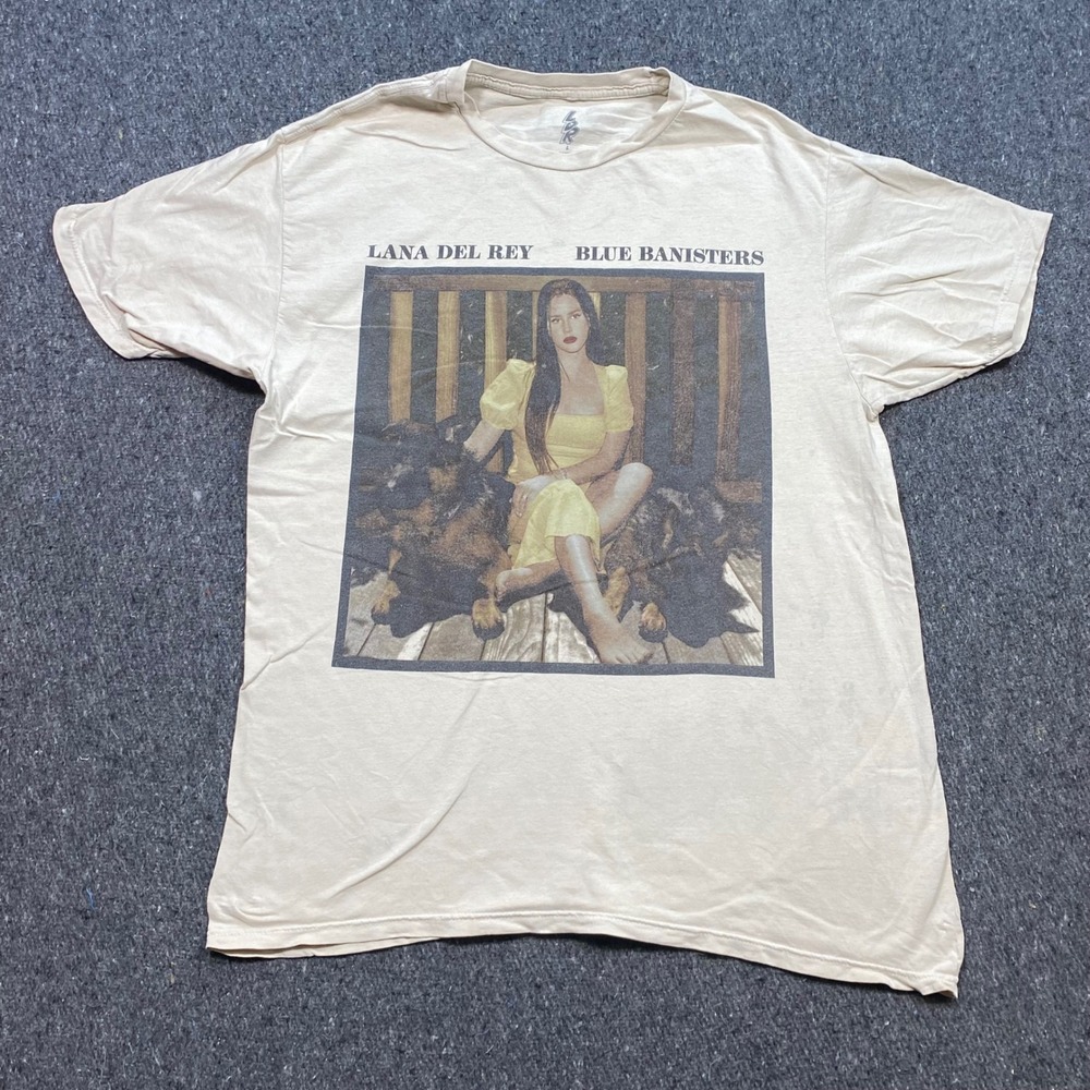 Lana Del Rey Blue Banisters Shirt Sz L Womens Beige Indie Pop Tour Merch Graphic